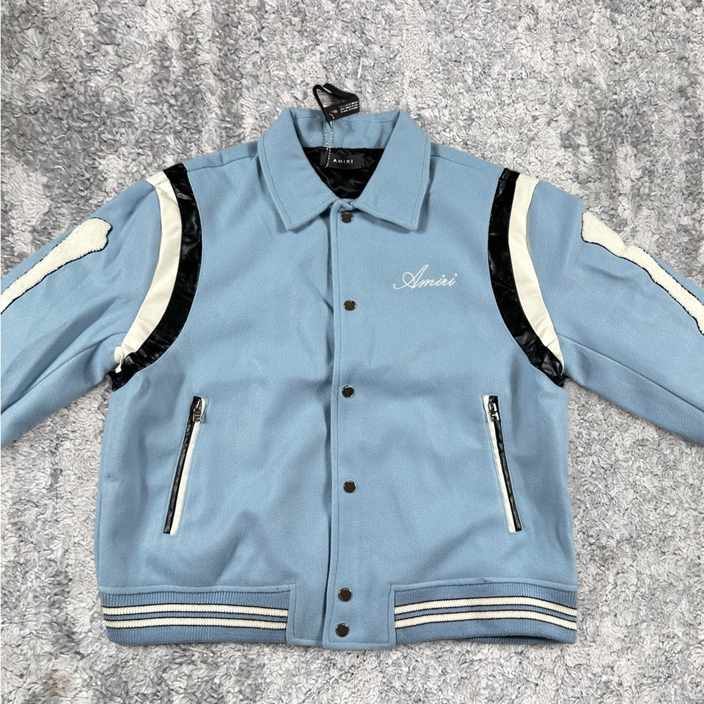 Amiri Bones Varsity Jacket Black Mens Size Large